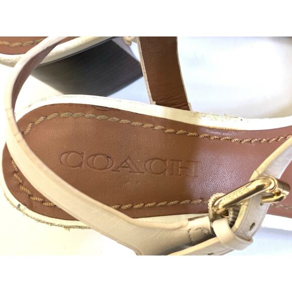 Coach Chain Wedge Heels – White Open Toe (Women’s 8) - Picture 5 of 14
